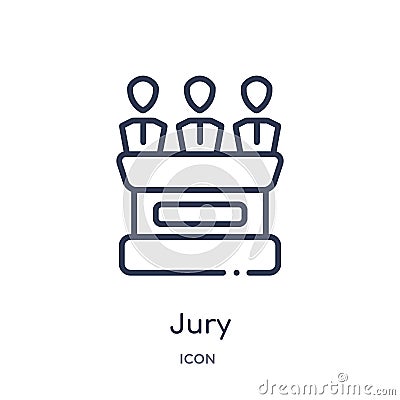 Linear jury icon from Law and justice outline collection. Thin line jury icon isolated on white background. jury trendy Vector Illustration