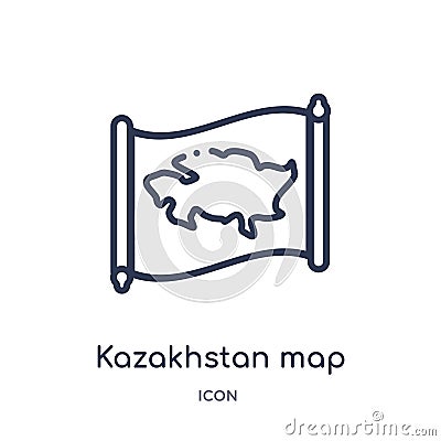Linear kazakhstan map icon from Countrymaps outline collection. Thin line kazakhstan map vector isolated on white background. Vector Illustration