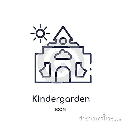 Linear kindergarden icon from Kid and baby outline collection. Thin line kindergarden icon isolated on white background. Vector Illustration