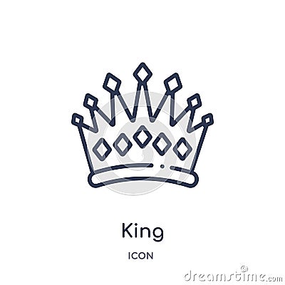 Linear king icon from Luxury outline collection. Thin line king icon isolated on white background. king trendy illustration Vector Illustration