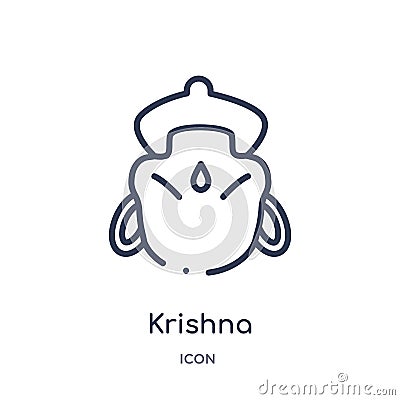 Linear krishna icon from India outline collection. Thin line krishna icon isolated on white background. krishna trendy Vector Illustration