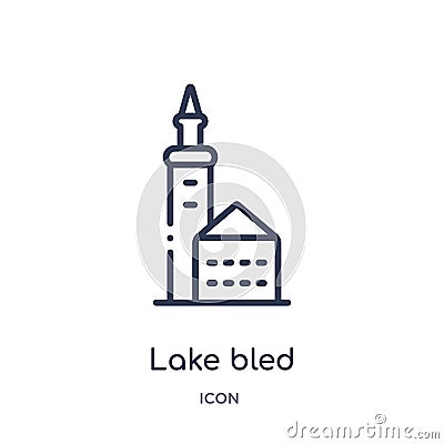 Linear lake bled icon from Buildings outline collection. Thin line lake bled vector isolated on white background. lake bled trendy Vector Illustration