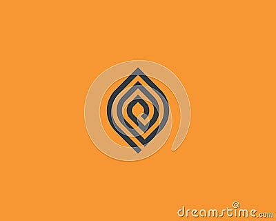 Linear leaf vector logo. Graceful labyrinth spiral sign. Universal park forest logotype. Spa relax symbol. Vector Illustration