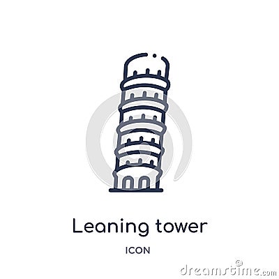 Linear leaning tower of pisa icon from Architecture and travel outline collection. Thin line leaning tower of pisa vector isolated Vector Illustration