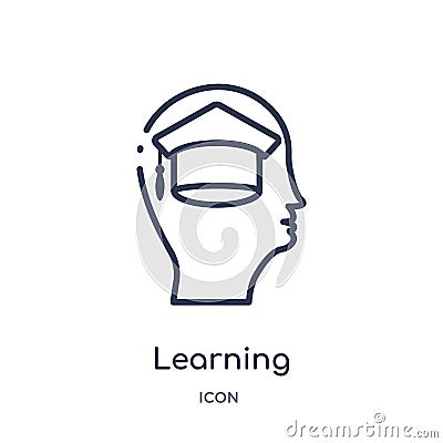Linear learning icon from Brain process outline collection. Thin line learning vector isolated on white background. learning Vector Illustration