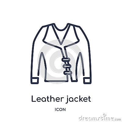 Linear leather jacket icon from Fashion outline collection. Thin line leather jacket icon isolated on white background. leather Vector Illustration
