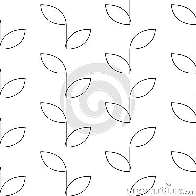 Linear leaves seamless pattern. Spring surface print. Botanic motif. Eco, natural, organic concept background Vector Illustration