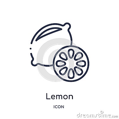 Linear lemon icon from Fruits outline collection. Thin line lemon icon isolated on white background. lemon trendy illustration Vector Illustration