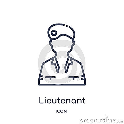 Linear lieutenant icon from Army and war outline collection. Thin line lieutenant vector isolated on white background. lieutenant Vector Illustration