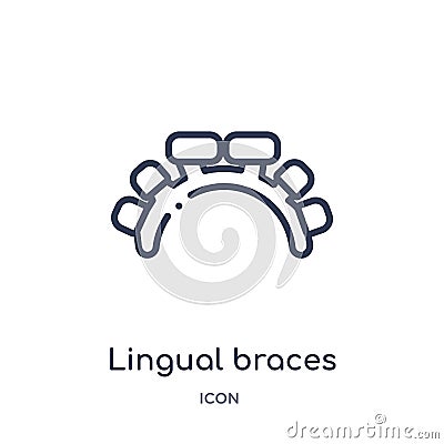 Linear lingual braces icon from Dentist outline collection. Thin line lingual braces icon isolated on white background. lingual Vector Illustration