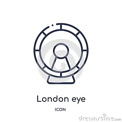 Linear london eye icon from Buildings outline collection. Thin line london eye vector isolated on white background. london eye Vector Illustration