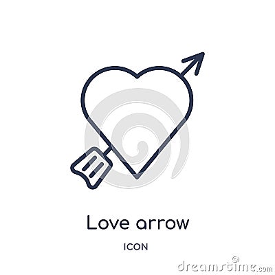 Linear love arrow icon from Birthday party outline collection. Thin line love arrow vector isolated on white background. love Vector Illustration