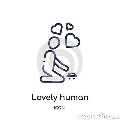 Linear lovely human icon from Feelings outline collection. Thin line lovely human vector isolated on white background. lovely Vector Illustration