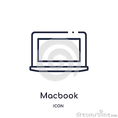 Linear macbook icon from Electronic devices outline collection. Thin line macbook vector isolated on white background. macbook Vector Illustration