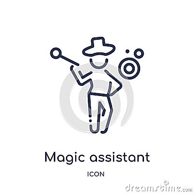 Linear magic assistant icon from Magic outline collection. Thin line magic assistant icon isolated on white background. magic Vector Illustration