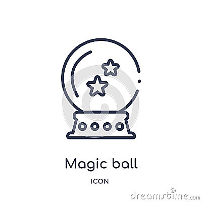 Linear magic ball icon from Circus outline collection. Thin line magic ball vector isolated on white background. magic ball trendy Vector Illustration