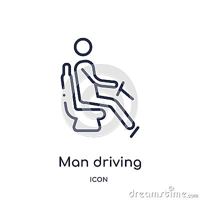 Linear man driving icon from Behavior outline collection. Thin line man driving vector isolated on white background. man driving Vector Illustration