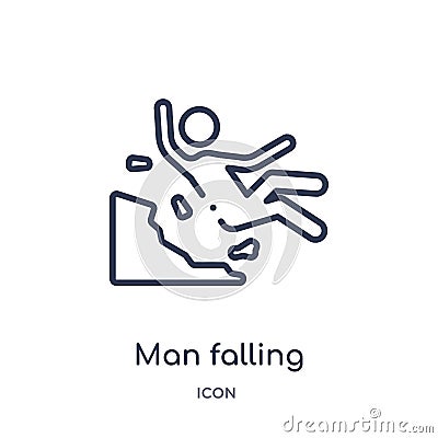 Linear man falling icon from Behavior outline collection. Thin line man falling vector isolated on white background. man falling Vector Illustration