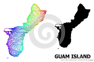 Linear Map of Guam Island with Spectrum Gradient Vector Illustration