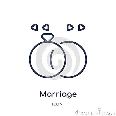 Linear marriage icon from Birthday party outline collection. Thin line marriage vector isolated on white background. marriage Vector Illustration