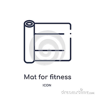 Linear mat for fitness icon from Gym and fitness outline collection. Thin line mat for fitness icon isolated on white background. Vector Illustration