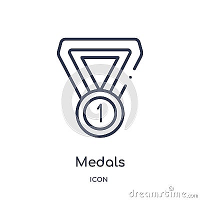 Linear medals icon from Football outline collection. Thin line medals vector isolated on white background. medals trendy Vector Illustration