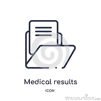 Linear medical results folders icon from Medical outline collection. Thin line medical results folders icon isolated on white Vector Illustration