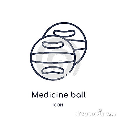 Linear medicine ball icon from Gym equipment outline collection. Thin line medicine ball icon isolated on white background. Vector Illustration
