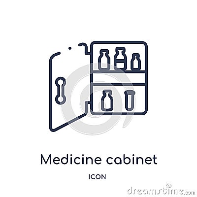 Linear medicine cabinet icon from Medical outline collection. Thin line medicine cabinet icon isolated on white background. Vector Illustration