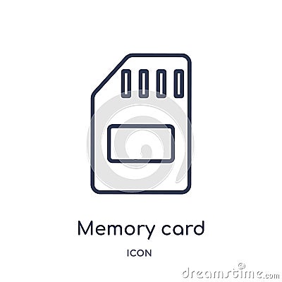 Linear memory card icon from Electronic stuff fill outline collection. Thin line memory card vector isolated on white background. Vector Illustration