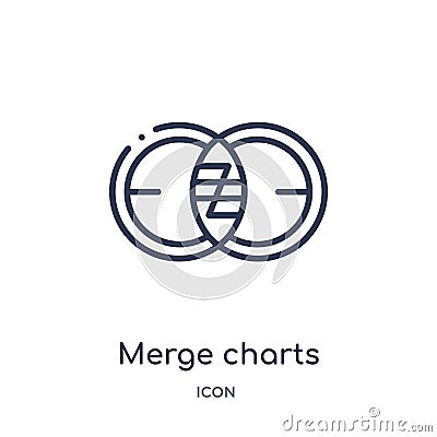 Linear merge charts icon from Business and analytics outline collection. Thin line merge charts vector isolated on white Vector Illustration