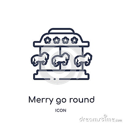 Linear merry go round icon from Circus outline collection. Thin line merry go round vector isolated on white background. merry go Vector Illustration