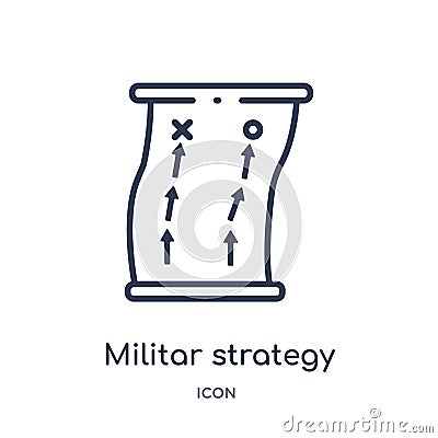 Linear militar strategy icon from Army outline collection. Thin line militar strategy vector isolated on white background. militar Vector Illustration