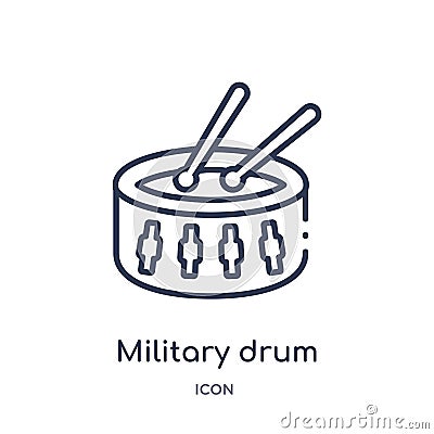 Linear military drum musical instrument icon from Army outline collection. Thin line military drum musical instrument vector Vector Illustration