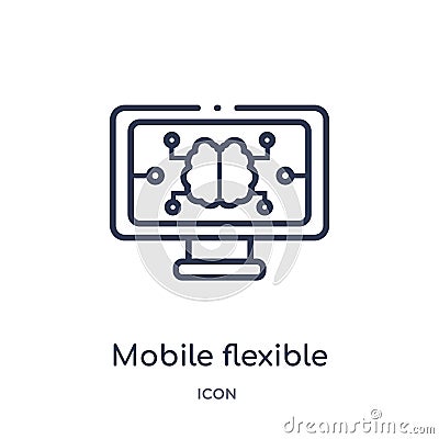 Linear mobile flexible display icon from Artificial intellegence and future technology outline collection. Thin line mobile Vector Illustration