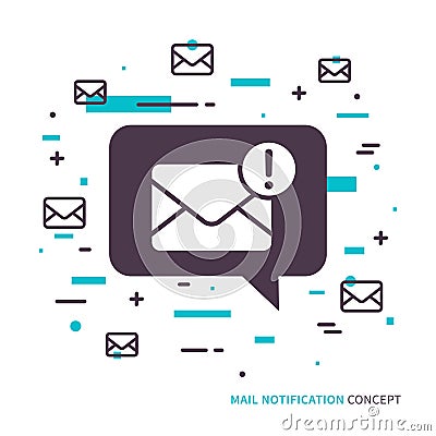 Linear mobile mail notification Vector Illustration