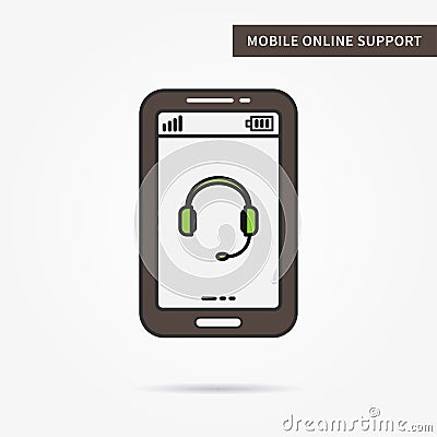 Linear mobile online support Vector Illustration