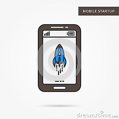 Linear mobile startup Vector Illustration