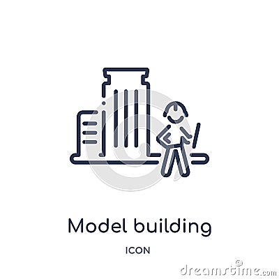 Linear model building icon from Activity and hobbies outline collection. Thin line model building vector isolated on white Vector Illustration