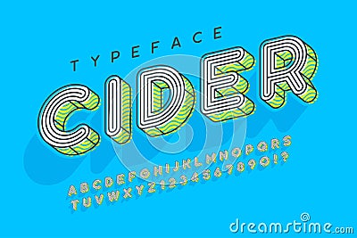 Linear modern popart alphabet design, letters and numbers. Vector Illustration