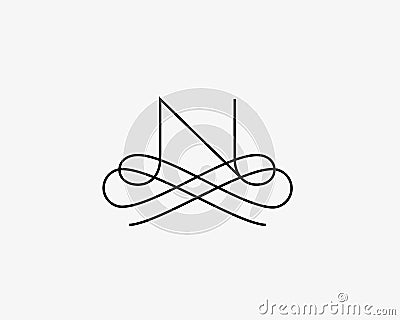 Linear monogram vector symbol logo. Premium letter N logotype. Vector Illustration