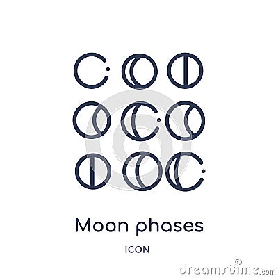 Linear moon phases icon from Meteorology outline collection. Thin line moon phases icon isolated on white background. moon phases Vector Illustration