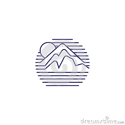 Linear mountain emblem design template Vector Illustration