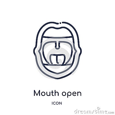 Linear mouth open icon from Human body parts outline collection. Thin line mouth open icon isolated on white background. mouth Vector Illustration