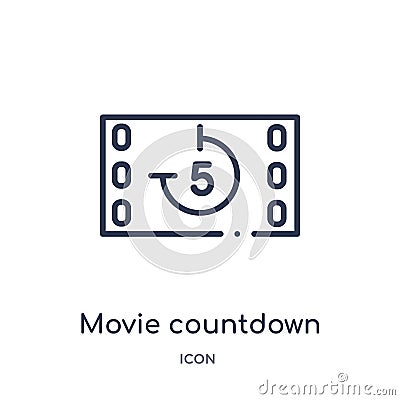 Linear movie countdown icon from Cinema outline collection. Thin line movie countdown vector isolated on white background. movie Vector Illustration