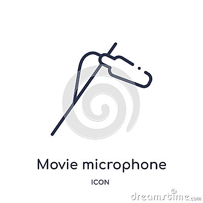 Linear movie microphone icon from Cinema outline collection. Thin line movie microphone vector isolated on white background. movie Vector Illustration