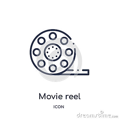 Linear movie reel icon from Cinema outline collection. Thin line movie reel vector isolated on white background. movie reel trendy Vector Illustration