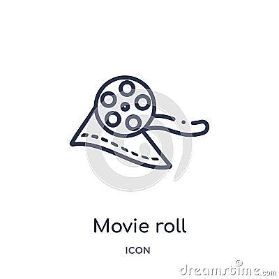 Linear movie roll icon from Cinema outline collection. Thin line movie roll vector isolated on white background. movie roll trendy Vector Illustration