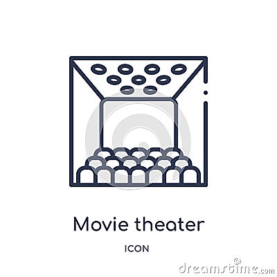 Linear movie theater icon from Cinema outline collection. Thin line movie theater vector isolated on white background. movie Vector Illustration