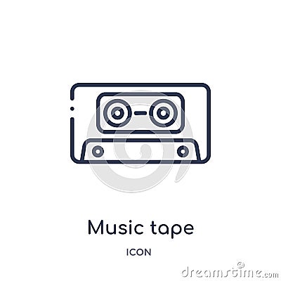 Linear music tape icon from Entertainment and arcade outline collection. Thin line music tape vector isolated on white background Vector Illustration